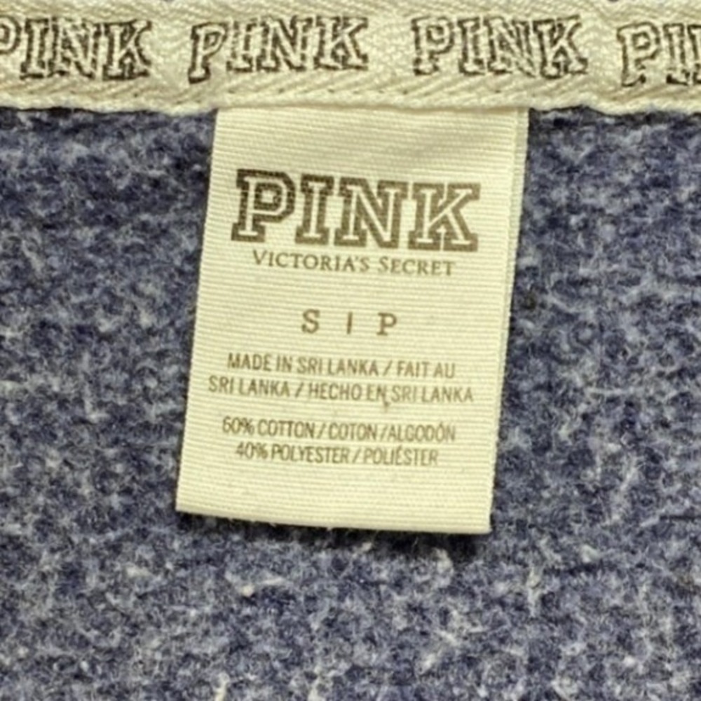 PINK Victoria's Secret Quarter Zip Pullover Womens Small Blue Excellent Striped - Picture 2 of 11